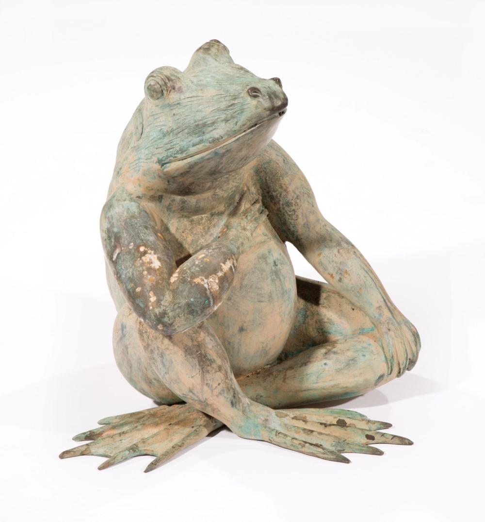 Appraisal: Decorative Patinated Bronze Figural Garden Fountain modeled as a seated