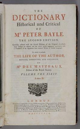 Appraisal: BAYLE PETER DICTIONARY HISTORICAL AND CRITICAL LONDON - SECOND ENLARGED