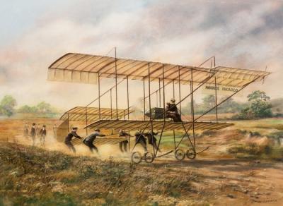 Appraisal: John Seerey-Lester - Maurice Ducrocq in his Biplane signed and