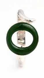 Appraisal: A sterling silver 'Sevillana' jade set hinged bangle by Tiffany