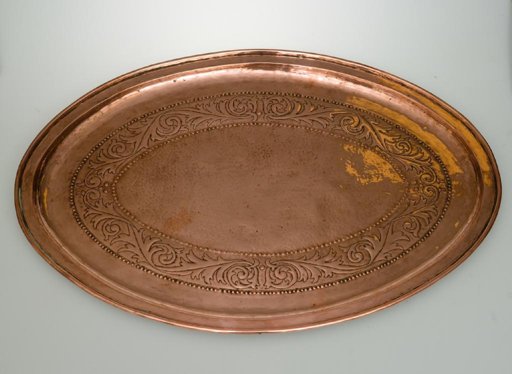 Appraisal: KESWICK SCHOOL OF INDUSTRIAL ART A COPPER TRAY of oval