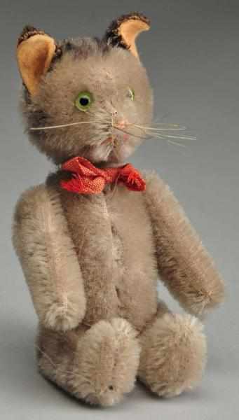 Appraisal: Mohair Cat with Moving Head Description Gray mohair with joints