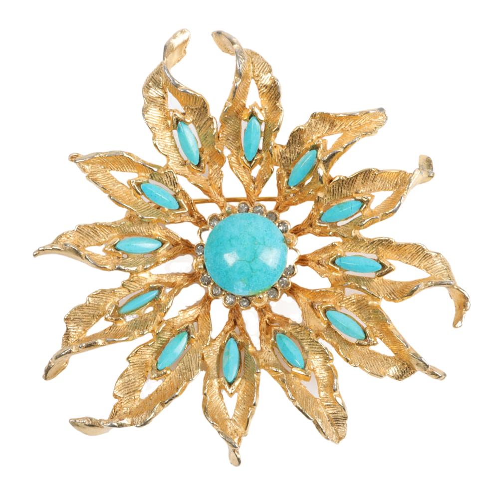 Appraisal: DENICOLA LARGE DIMENSIONAL BRUSHED GOLD FLOWER STARBURST PIN DIAM DeNicola