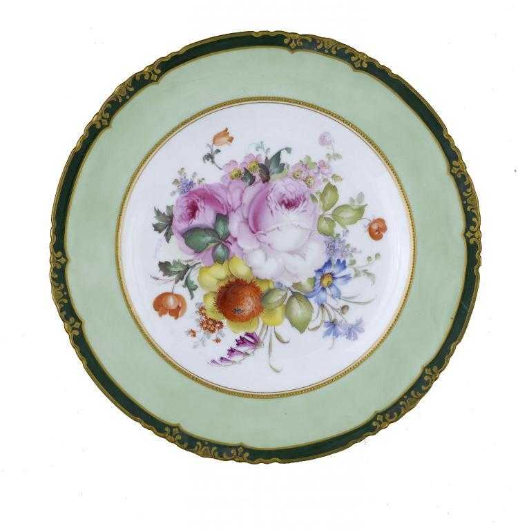 Appraisal: A ROYAL CROWN DERBY APPLE GREEN GROUND DESSERT PLATE painted