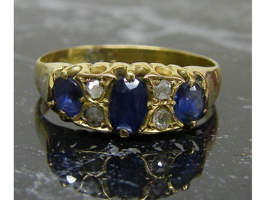 Appraisal: ct claw set sapphire and diamond ring size Q