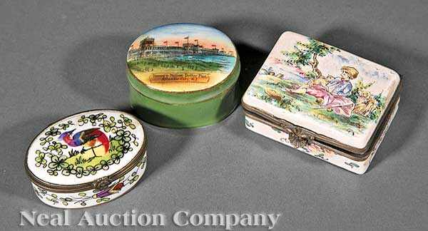 Appraisal: Three Assorted Dresser Boxes including a rectangular faience box an