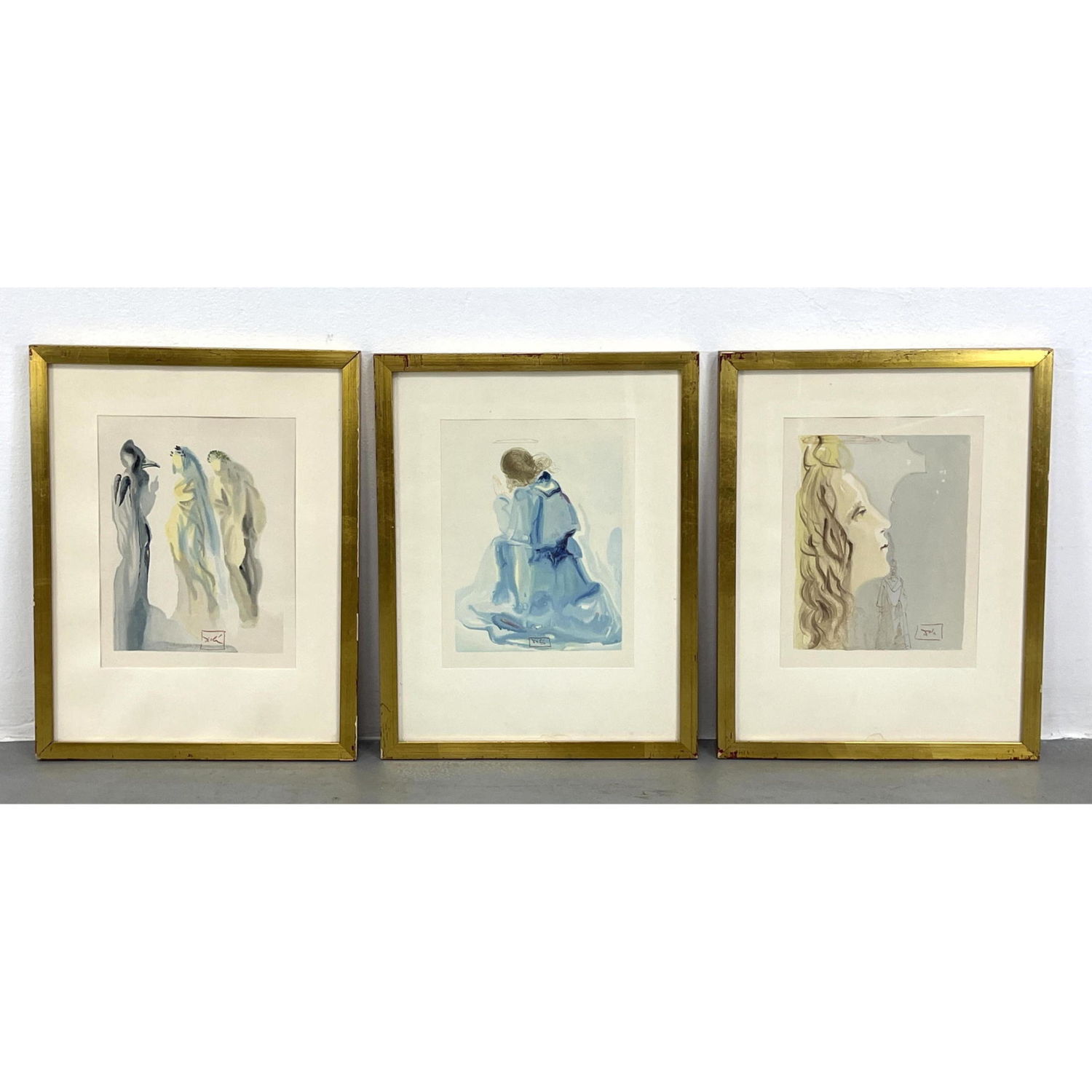 Appraisal: Set of three SALVADOR DALI original wood engravings illustrations The