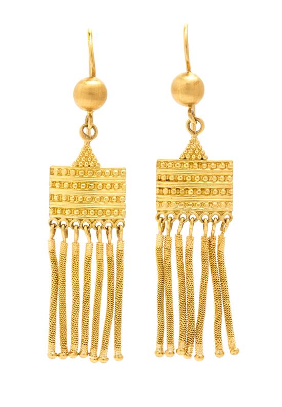 Appraisal: Sale Lot A Pair of Karat Yellow Gold Tassel Earrings