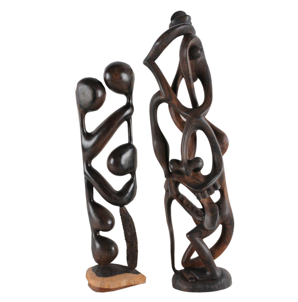 Appraisal: TWO MAKONDE SCULPTUREScarved ebony wood Provenance de-accessioned from The Museum