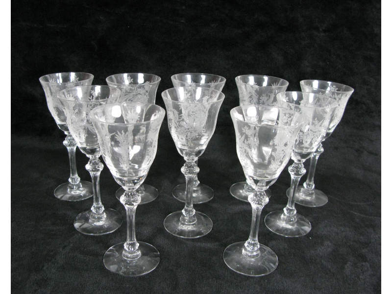 Appraisal: Set of Ten Victorian Crystal Sherry Glasses blown and molded