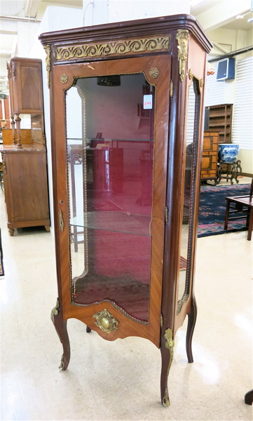 Appraisal: LOUIS XV XVI STYLE VITRINE mahogany wit ormolu mounts single