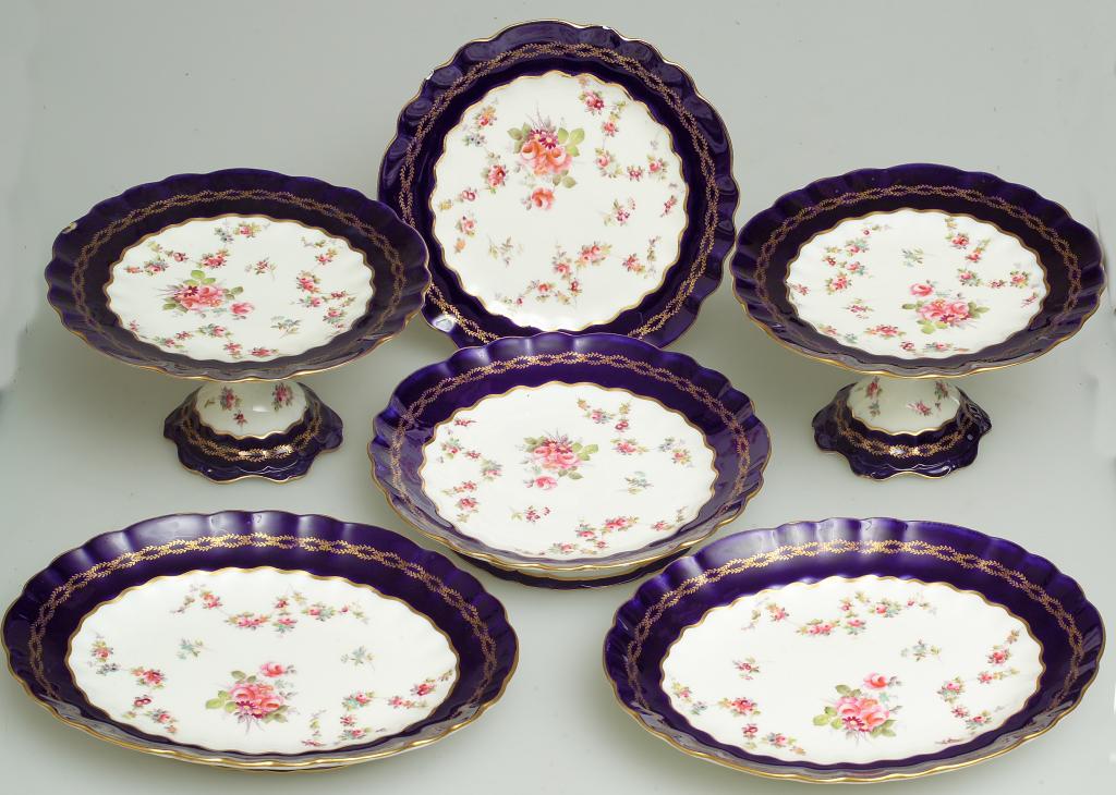 Appraisal: STAFFORDSHIRE DESSERT SERVICE LATE th CENTURY Collingwood's Pardoe pattern painted