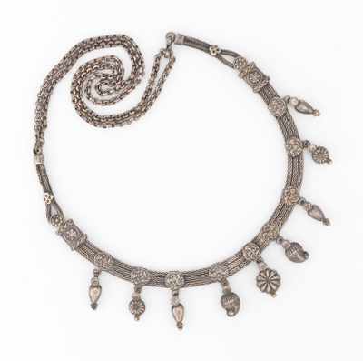 Appraisal: Silver Tribal Necklace Hand wrought necklace with tightly woven silver