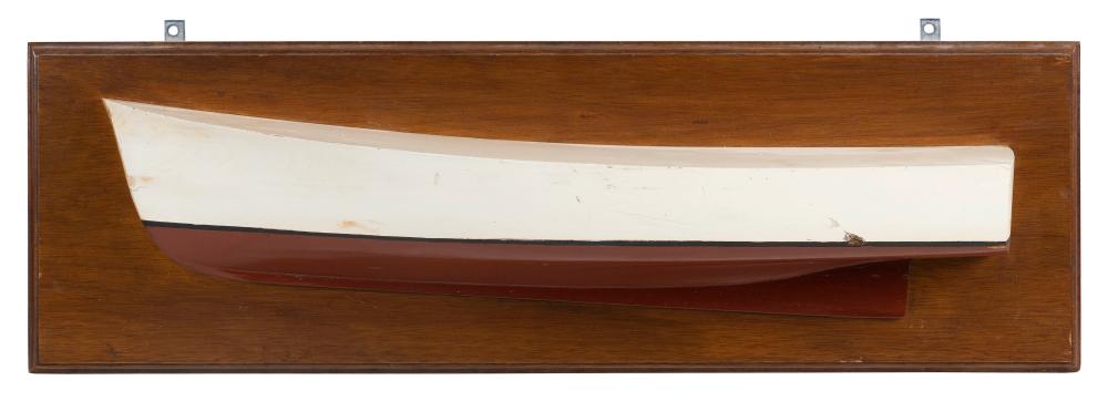 Appraisal: MOUNTED HALF HULL MODEL OF A MOTOR YACHT FIRST HALF