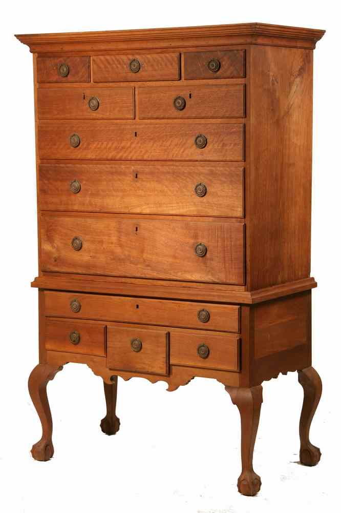 Appraisal: CHIPPENDALE HIGHBOY - Late th c American Country Chippendale Highboy