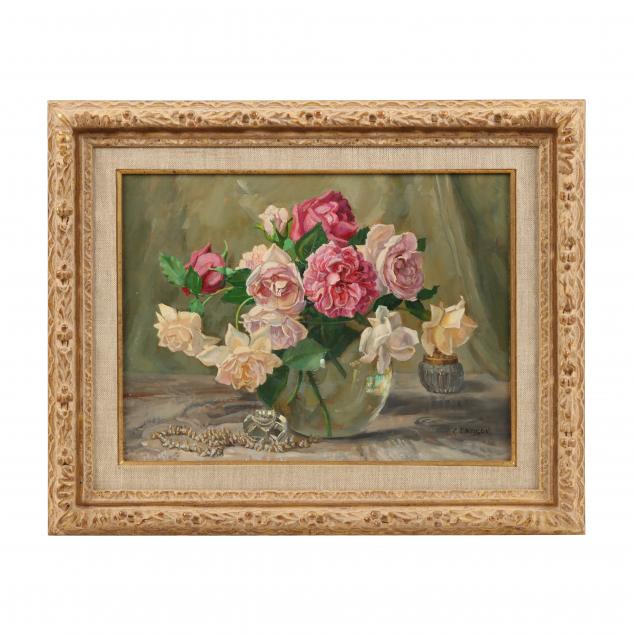 Appraisal: GEORGE LAURENCE NELSON AMERICAN - JUNE ROSES Oil on canvas