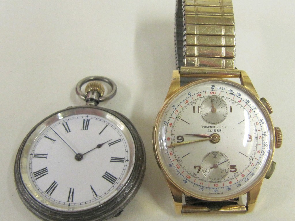 Appraisal: Lot comprising a gents ct gold cased chronograph wrist watch