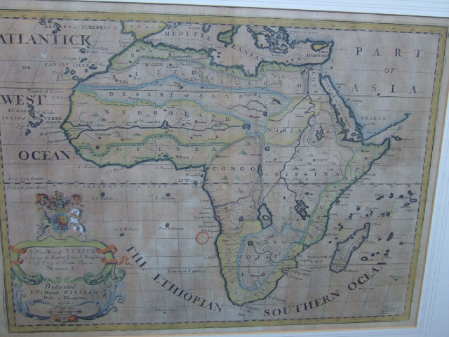 Appraisal: R Burgess Map of Africk Africa engraving with hand colouring