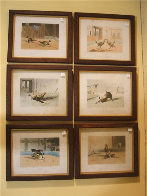 Appraisal: NEWTON FIELDING BRITISH - SET OF SIX GAMECOCK FIGHTING PRINTS