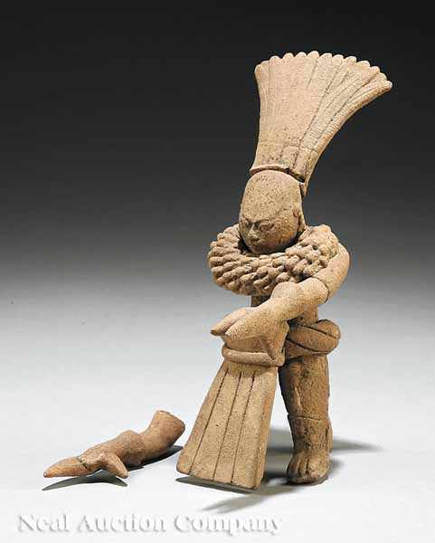 Appraisal: A Veracruz Pottery Figure of a Warrior c - well