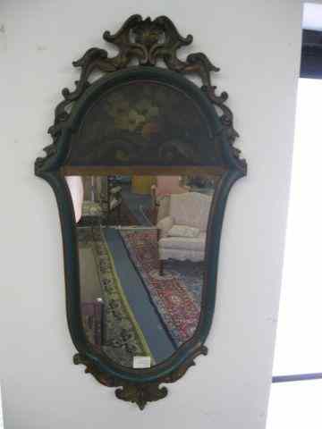 Appraisal: Pair of Italian Carved Painted Mirrors shield shape '' X