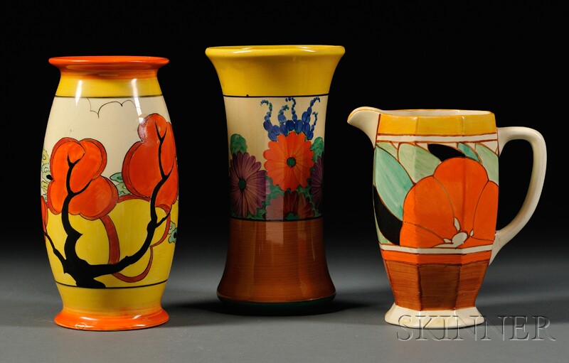 Appraisal: Three Clarice Cliff Tableware Items England th century Newport and