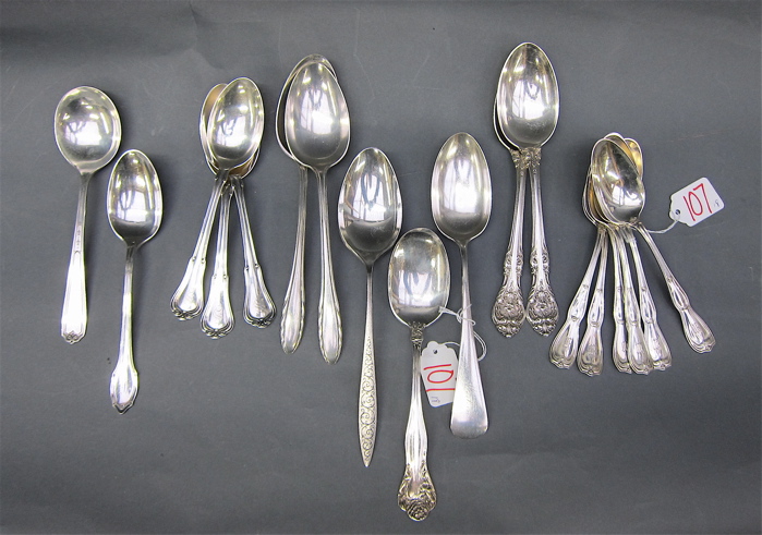 Appraisal: EIGHTEEN PIECES ASSORTED STERLING FLATWARE various makers and patterns serving