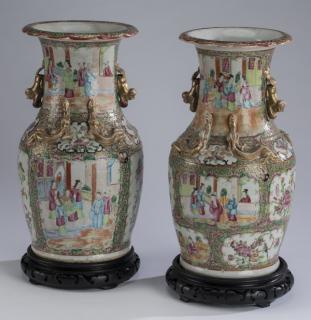 Appraisal: Chinese export Rose Medallion vases h Pair of Chinese export