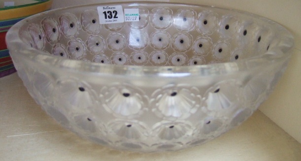 Appraisal: A Lalique glass bowl in the Nemours pattern with frosted