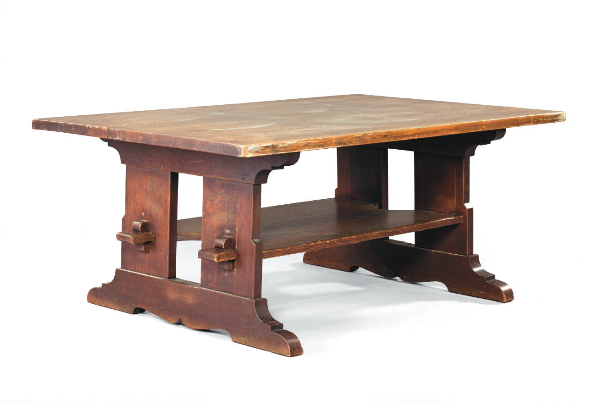 Appraisal: ARTS AND CRAFTS OAK DINING TABLE L J G STICKLEY