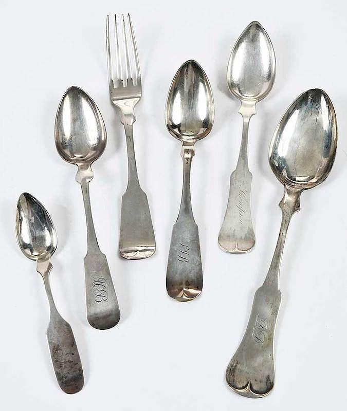 Appraisal: Kentucky Coin Silver Spoons American th century including serving table