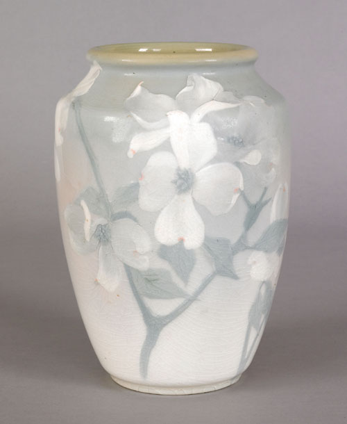 Appraisal: Rookwood pottery dogwood vase by Sarah Sax h