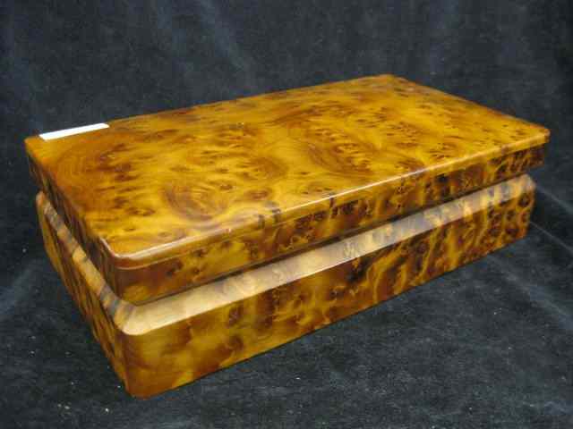 Appraisal: Burl Wood Dresser Box hinged top '' x '' excellent