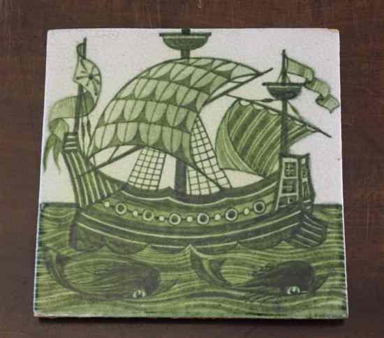 Appraisal: A William de Morgan pottery tile c - painted in