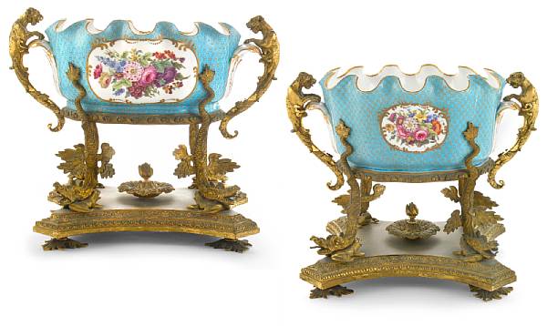 Appraisal: A near pair of S vres style gilt bronze mounted