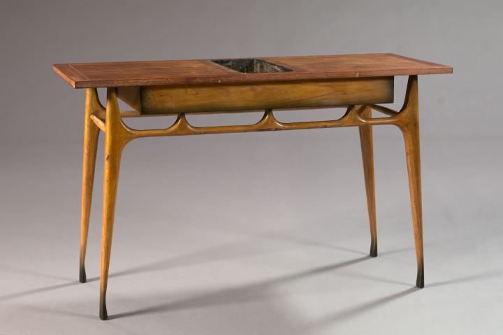 Appraisal: Interesting Mid-Century Modern Teakwood and Zinc-Lined Fernery Table ca the