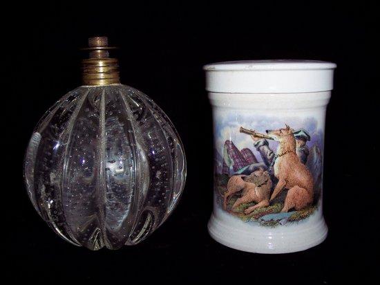 Appraisal: A prattware pot decorated Highland stalking scenes cm high and