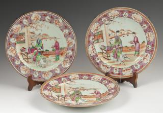 Appraisal: Three Chinese Porcelain Plates th c with gilt rims around