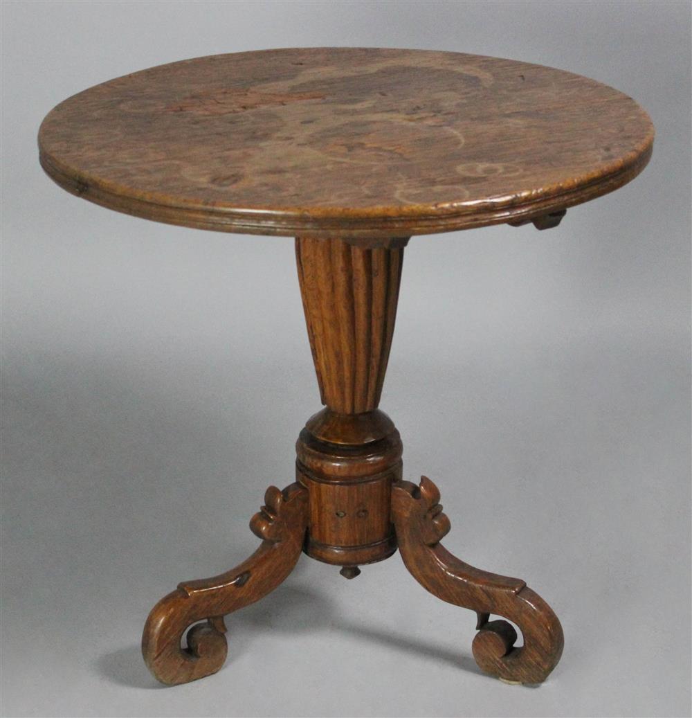 Appraisal: VICTORIAN WALNUT TILT TOP TEA TABLE having a round top