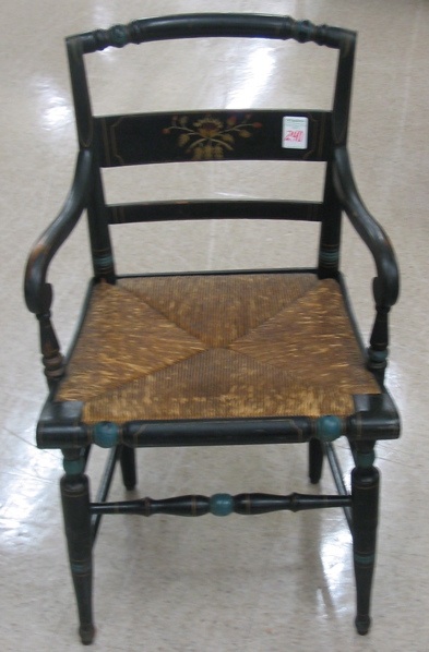 Appraisal: HITCHCOCK-TYPE ARMCHAIR American th century having a black finish with