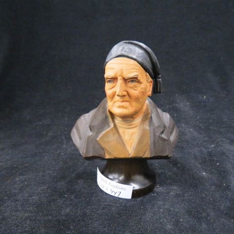 Appraisal: Carved Wooden Bust of a Man German excellent