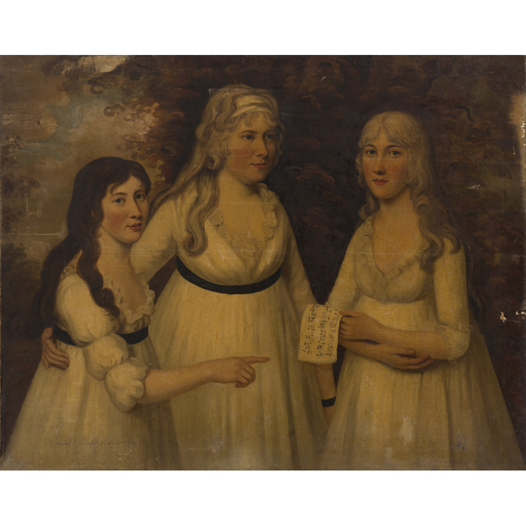 Appraisal: TH CENTURY SCOTTISH SCHOOL PORTRAIT OF THREE WOMEN oil on