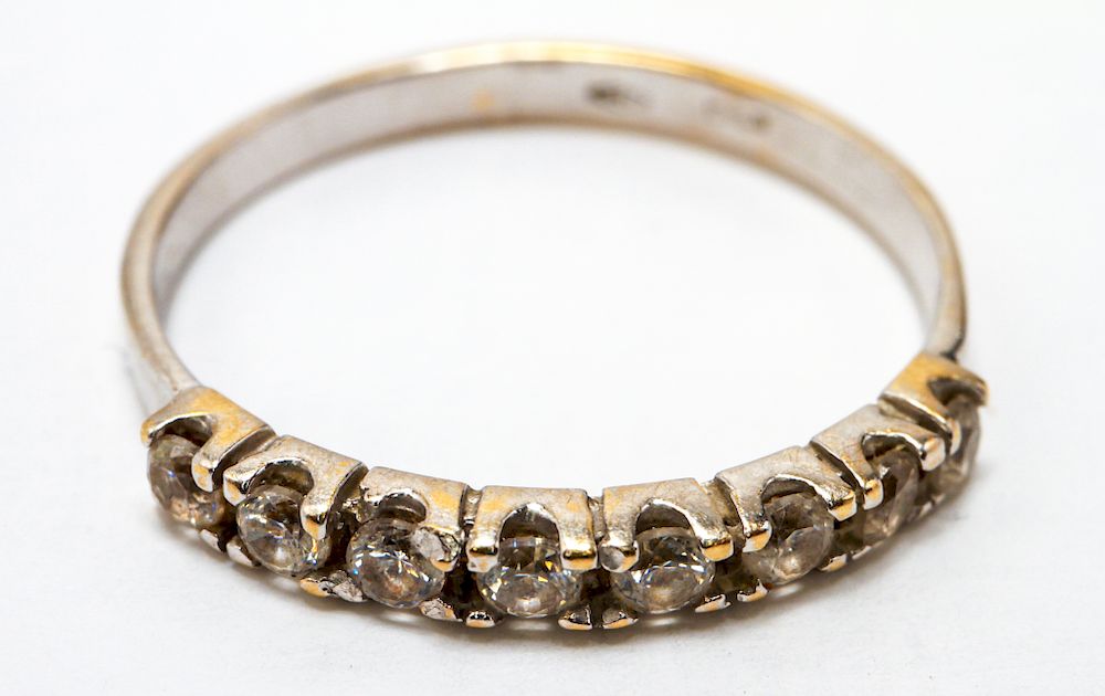 Appraisal: K White Gold Faux Diamonds Half Eternity Ring K white