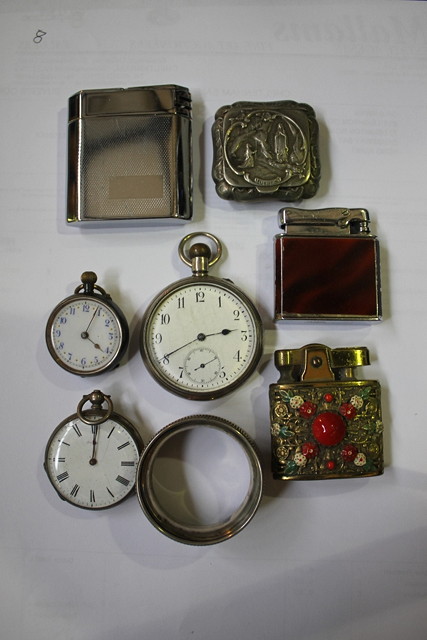 Appraisal: A SMALL COLLECTION OF VARIOUS POCKET WATCHES cigarette lighters a