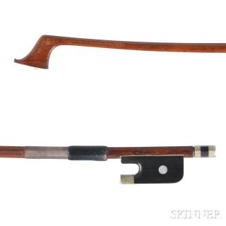 Appraisal: Nickel-mounted Three-quarter Size Violoncello Bow Finkel Workshop the octagonal stick