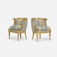 Appraisal: th Century CHAIRS PAIR carved gessoed and gilt wood upholstery