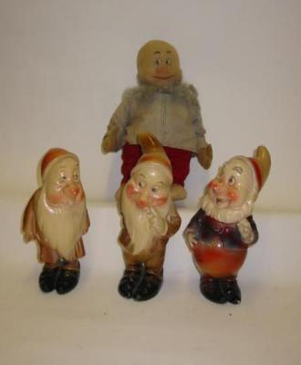 Appraisal: Three Leonardi Walt Disney plaster dwarfs Bashful Sleepy and Happy