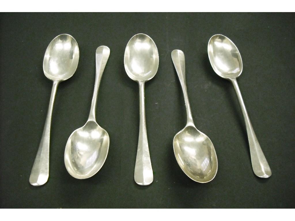 Appraisal: Set of five Mappin Webb dessert spoons long Sheffield oz