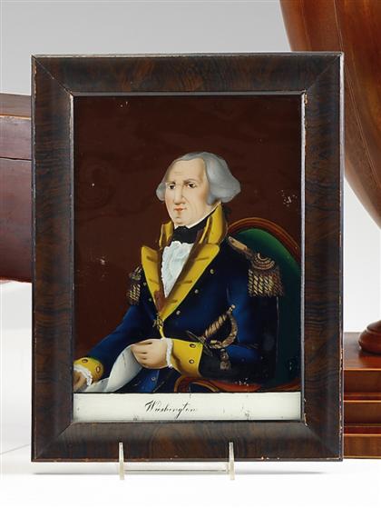 Appraisal: American School th century eglomise portrait of george washington Unsigned