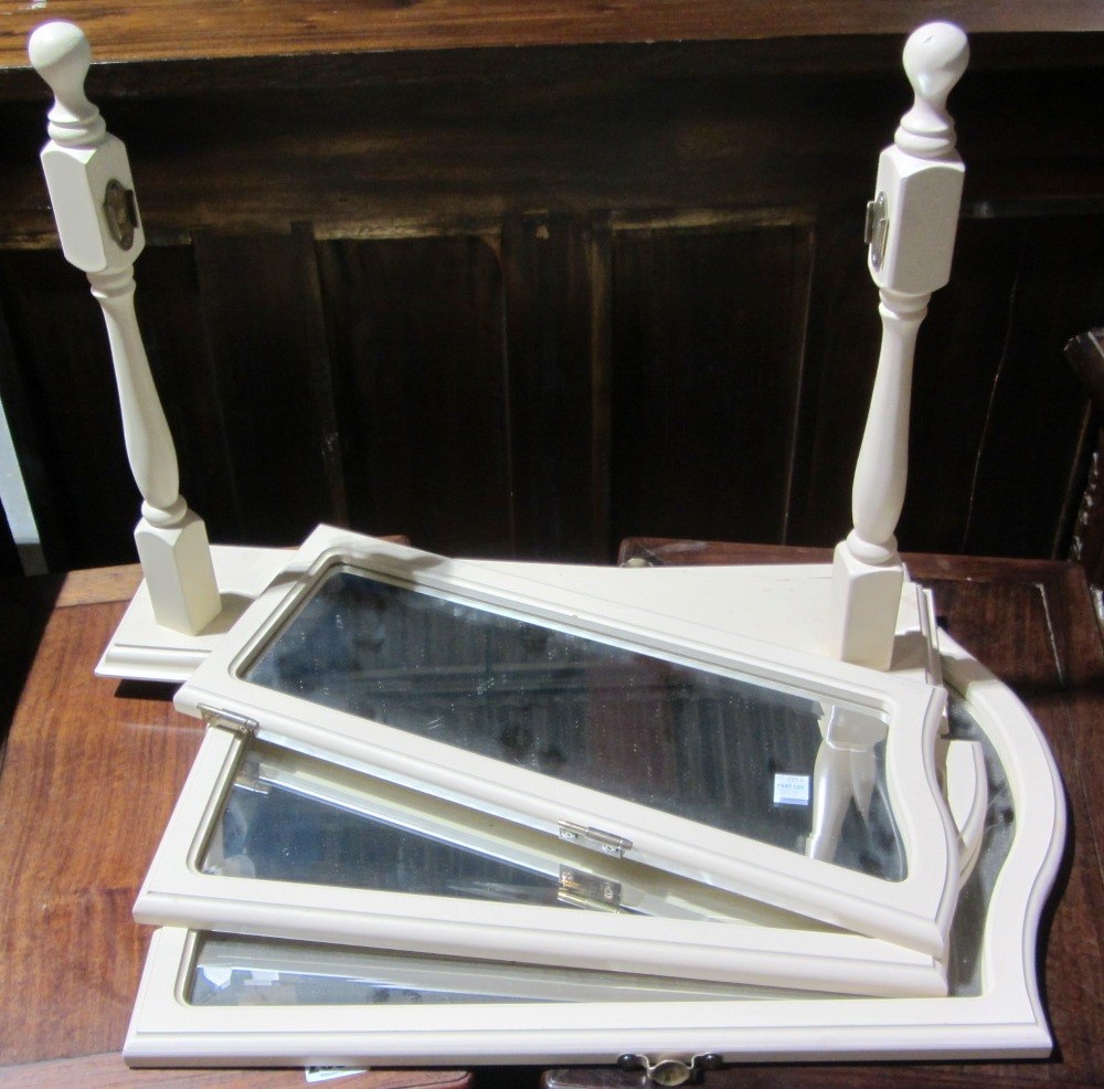 Appraisal: A th century white painted triptych mirror